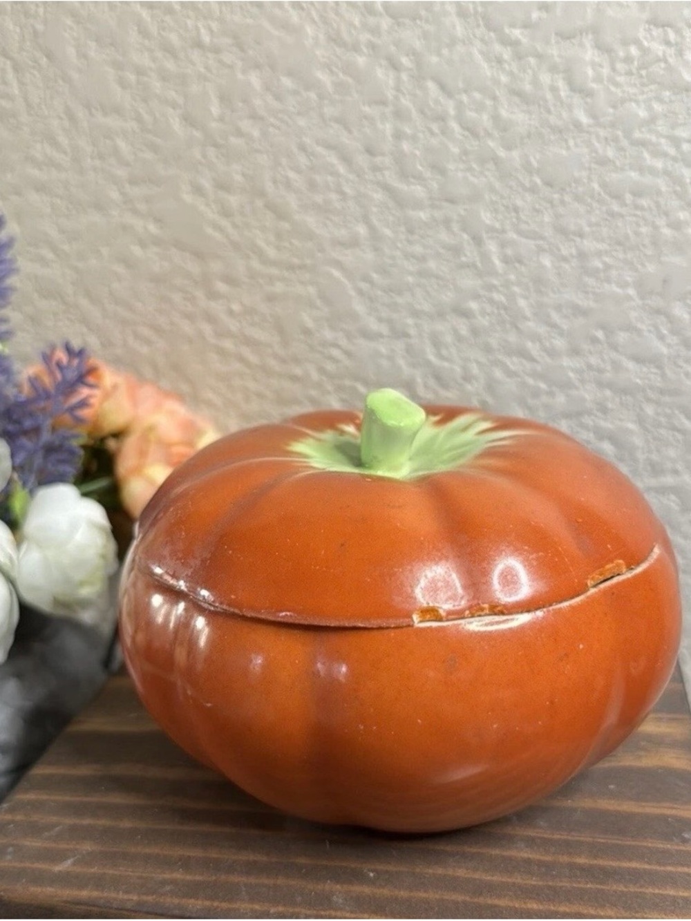 Vintage PV Czechoslovakia Rustic Tomato Bowl Ceramic Porcelain Art Deco 80029